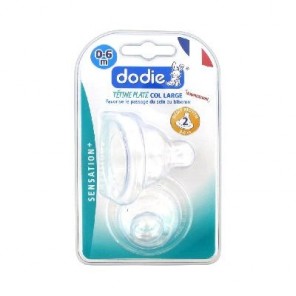 Dodie Sensation+ 2 Tétines Plate Col Large 0-6 Mois Débit 2 Moyen DODIE - Tétines