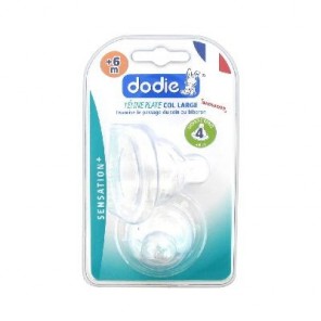 Dodie Sensation+ 2 Tétines Plate Col Large 6 Mois et + Débit 4 Liquide Epais DODIE - Tétines