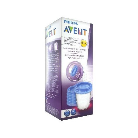 Avent Pots de Conservation pour Lait Maternel Réutilisables 180 ml 0 Mois et + 5 Pots SANOFI - Repas
