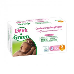 Love & Green Couches Hypoallergéniques 52 Couches Taille 3 (4-9 kg)