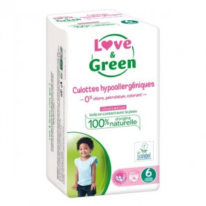 Love & Green Culottes Hypoallergéniques 16 Culottes Taille 6 (+ 16 kg)