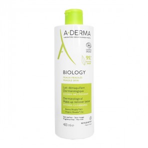 A-derma biology lait démaquillant dermatologique hydra-nettoyant 400ml