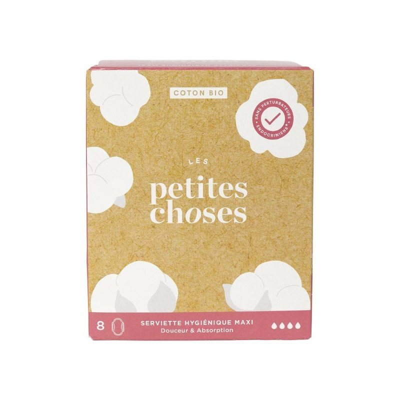 Les Petites Choses Serviettes Hygiéniques Maxi Coton Bio 8 unités Les Petites Choses Serviettes Hygiéniques Maxi Coton Bio 8 unités
