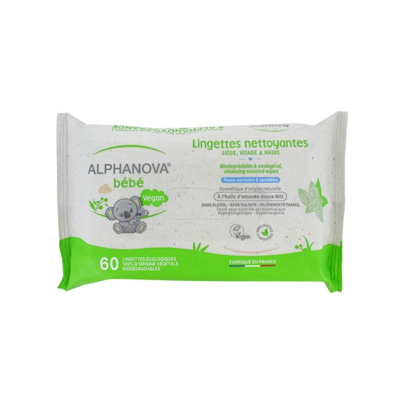 Alphanova Bébé Lingettes Huile d'Amande Sans Parfum Biodégradable Bio 60 Unités Alphanova Bébé Lingettes Huile d'Amande Sans Parfum Biodégradable Bio 60 Unités