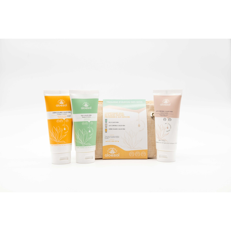 Aloesol Trousse Evasion des Sens à l'Aloe Vera Crème Solaire + Gel Hydratant + Lait Corporel 3x100ml Aloesol Trousse Evasion des Sens à l'Aloe Vera Crème Solaire + Gel Hydratant + Lait Corporel 3x100ml