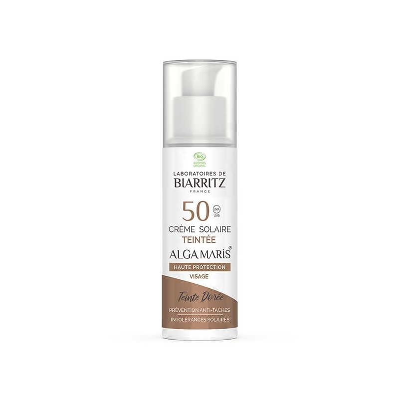 Laboratoires de Biarritz Soins Solaires Crème Teintée SPF50 Bio Dorée 50ml