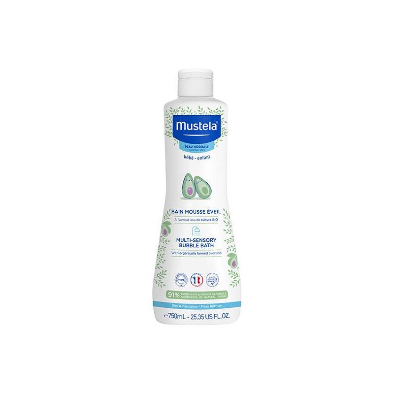 Mustela bain mousse eveil à l'avocat bio 750ml