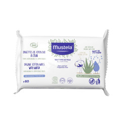 Mustela lingette de coton bio à l'eau x60 lingettes