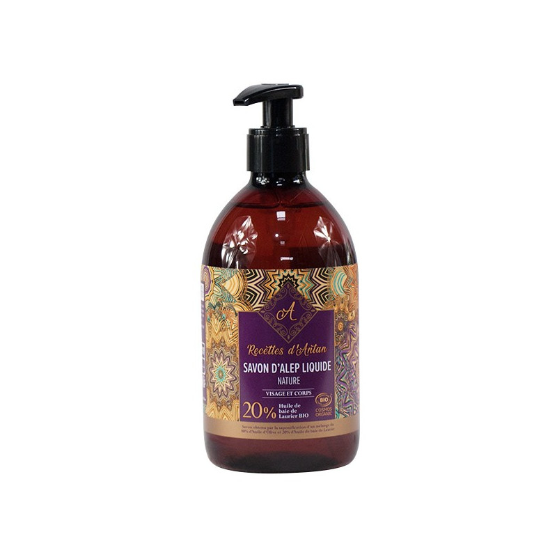 Recettes d'Antan Savon d'Alep Liquide Bio 20% d'Huile de Baie de Laurier 500ml Recettes d'Antan Savon d'Alep Liquide Bio 20% d'Huile de Baie de Laurier 500ml