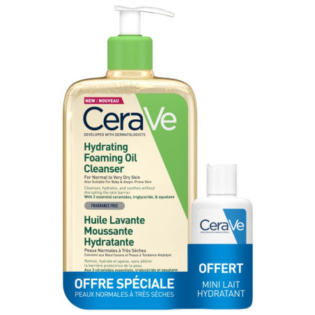 CeraVe
Huile Lavante Moussante Hydratante 236 ml + Mini Lait Hydratant 20 ml Offert