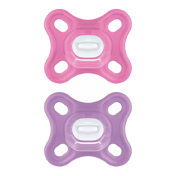 MAM Comfort 2 Sucettes en Silicone 0 Mois et + et une Boîte de Stérilisation - Couleur : Rose