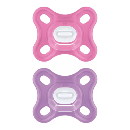 MAM Comfort 2 Sucettes en Silicone 0 Mois et + et une Boîte de Stérilisation - Couleur : Rose