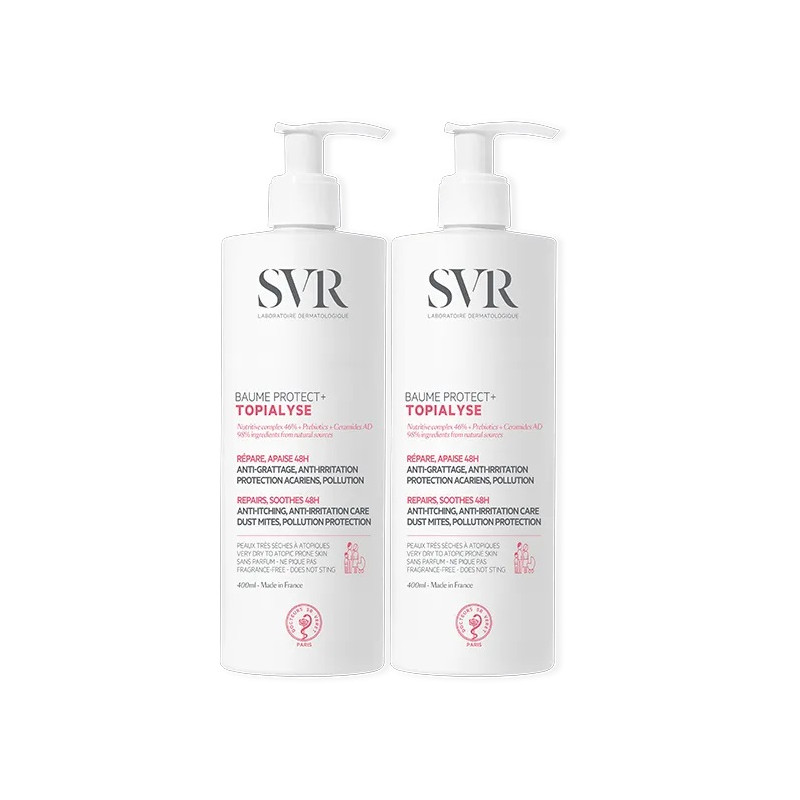 SVR Topialyse Baume Protect+ Visage et Corps - Peaux Très Sèches à Atopiques, 2x400ml SVR Topialyse Baume Protect+ Visage et Corps - Peaux Très Sèches à Atopiques, 2x400ml