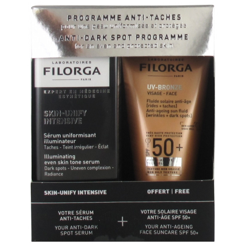 SKIN-UNIFY Intensive Sérum Uniformisant Illuminateur 30 ml + UV-BRONZE Visage Fluide Solaire Anti-Âge SPF50+ 40 ml Offert SKIN-UNIFY Intensive Sérum Uniformisant Illuminateur 30 ml + UV-BRONZE Visage Fluide Solaire Anti-Âge SPF50+ 40 ml Offert