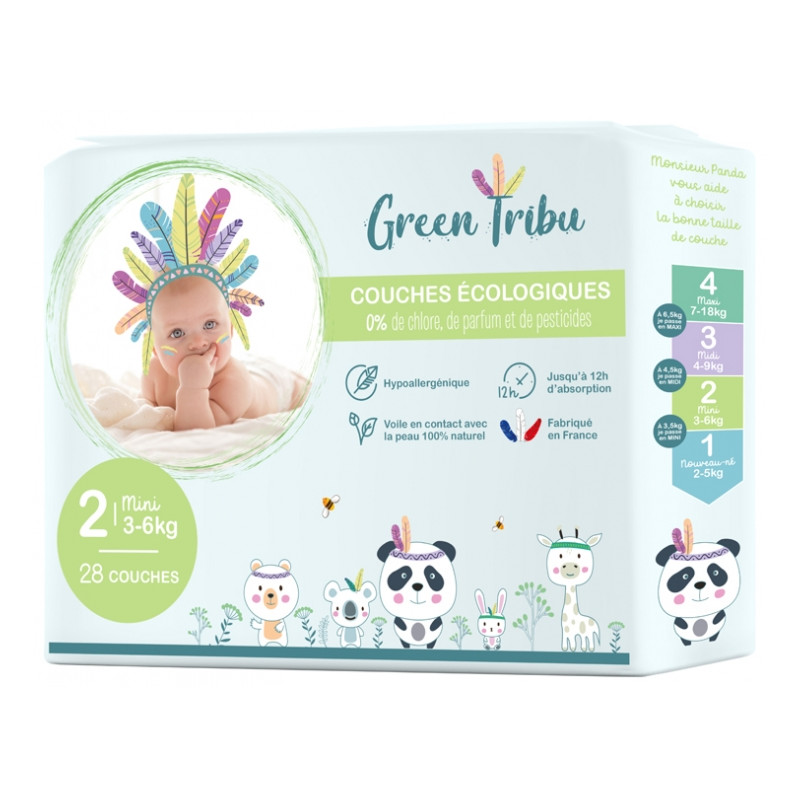 Green Tribu 30 Couches Taille 2 (3-6 kg) Green Tribu 30 Couches Taille 2 (3-6 kg)