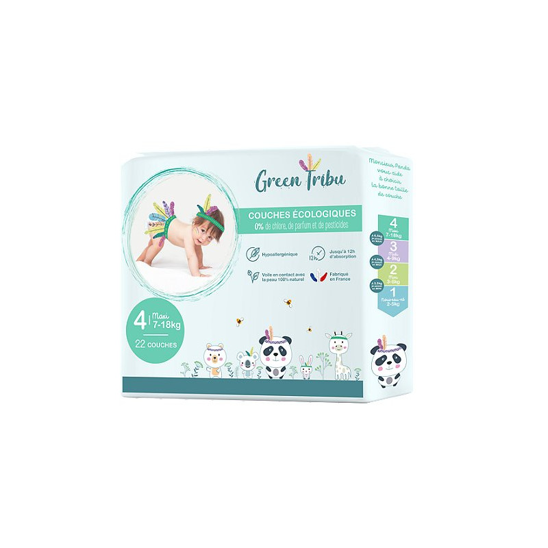 Green Tribu 22 Couches Maxi Taille 4 (7 à 18 kg)