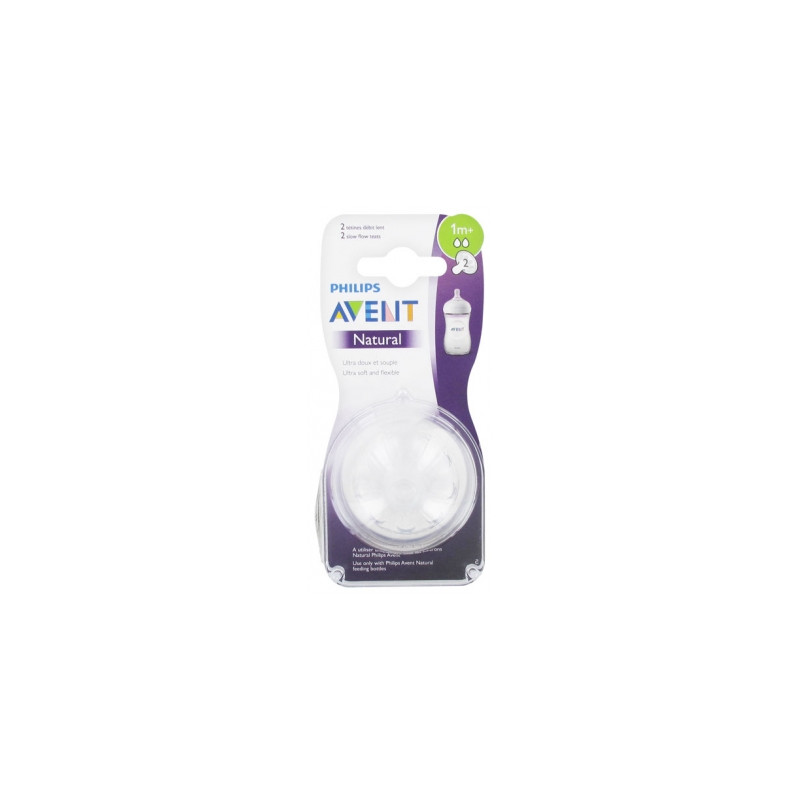 Avent Natural 2 Tétines à Débit Lent 1 Mois et + Avent Natural 2 Tétines à Débit Lent 1 Mois et +