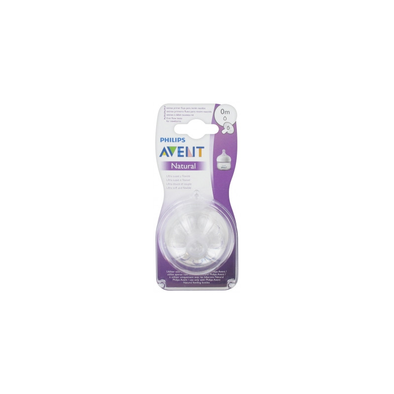 Avent Natural 2 Tétines à Débit Nouveau-Né 0 Mois Avent Natural 2 Tétines à Débit Nouveau-Né 0 Mois