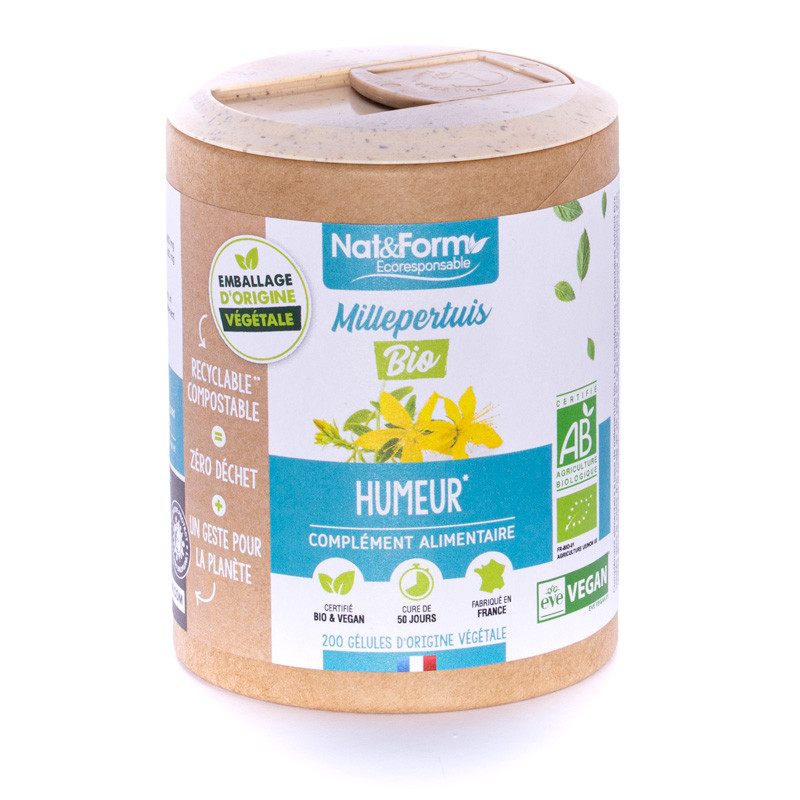 Nat&Form Millepertuis Bio 200 Gélules Végan Nat&Form Millepertuis Bio 200 Gélules Végan