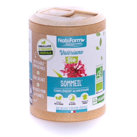 Nat&Form Valériane Bio 200 Gélules Végan