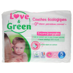 Love & Green Couches Hypoallergéniques 40 Couches Taille 5 (11-25 kg)