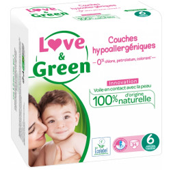 Love & Green Couches Hypoallergéniques 34 Couches Taille 6 (+15 kg)