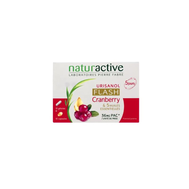 Urisanol Flash Cranberry, 10 gélules + 10 capsules Urisanol Flash Cranberry, 10 gélules + 10 capsules
