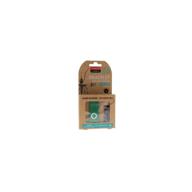 Bracelet Anti-Moustiques + Recharge 6 ml - Couleur : Vert Bracelet Anti-Moustiques + Recharge 6 ml - Couleur : Vert