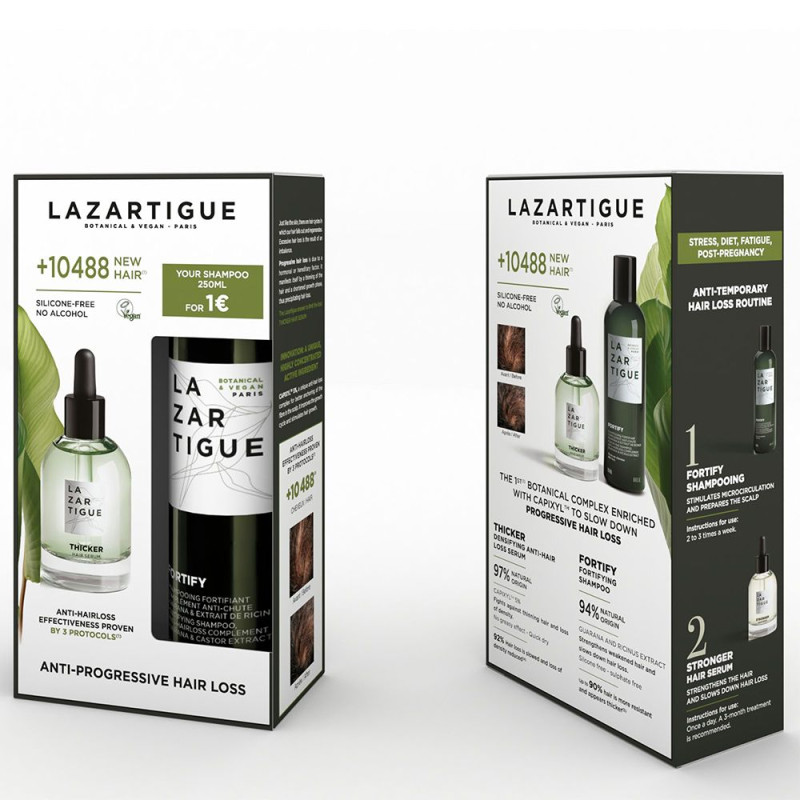 Lazartigue Coffret Thicker + Fortify : Anti Chute Progressive 300ml Lazartigue Coffret Thicker + Fortify : Anti Chute Progressive 300ml