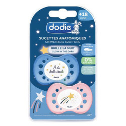 Dodie 2 Sucettes Anatomiques Nuit +18 mois Modèle : A la belle étoile + Etoile filante