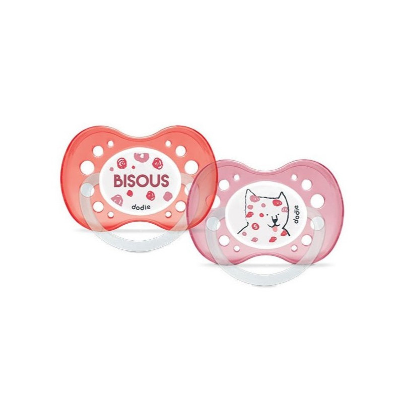 Dodie 2 Sucettes Anatomiques Silicone 18 Mois et + - Modèle : Bisous + Chat Dodie 2 Sucettes Anatomiques Silicone 18 Mois et + - Modèle : Bisous + Chat