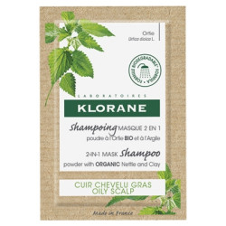 Klorane Shampoing Masque 2en1 Poudre à l'Ortie Bio et à l'Argile 8 Sachets