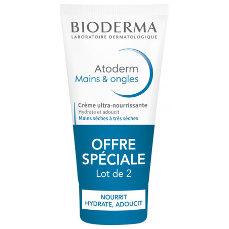 Bioderma Atoderm Crème Ultra-Nourrissante Mains & Ongles Lot de 2 x 50 ml
