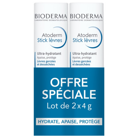 Bioderma
Atoderm Stick Lèvres Ultra-Hydratant Lot de 2 x 4 g