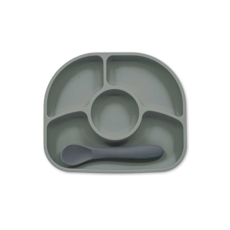Bblüv Yümi Assiette Anti-Dégât et Cuillère en Silicone 4 Mois et + - Couleur : Gris Bblüv Yümi Assiette Anti-Dégât et Cuillère en Silicone 4 Mois et + - Couleur : Gris