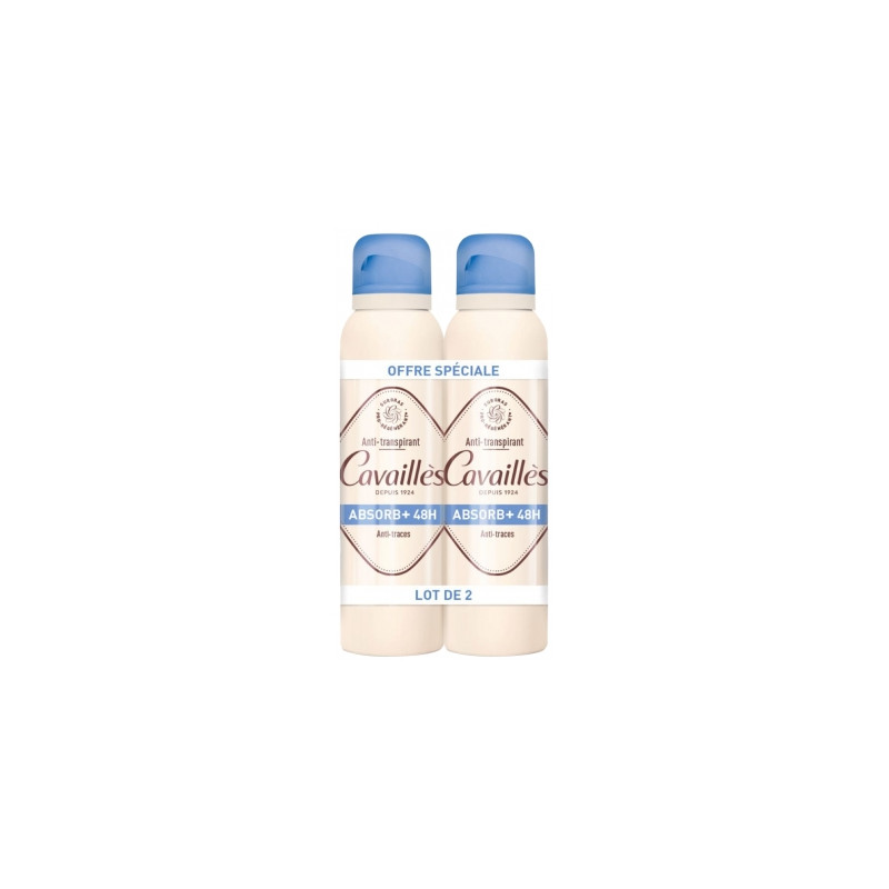 Rogé Cavaillès Absorb+ 48H Déodorant Anti-Traces Spray Lot de 2 x 150 ml Rogé Cavaillès Absorb+ 48H Déodorant Anti-Traces Spray Lot de 2 x 150 ml