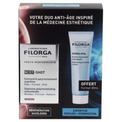 Filorga NCEF - SHOT concentré polyrevitalisant suprême 15 ml + HYDRA-HYAL crème hydratante repulpante 30 ml offerte