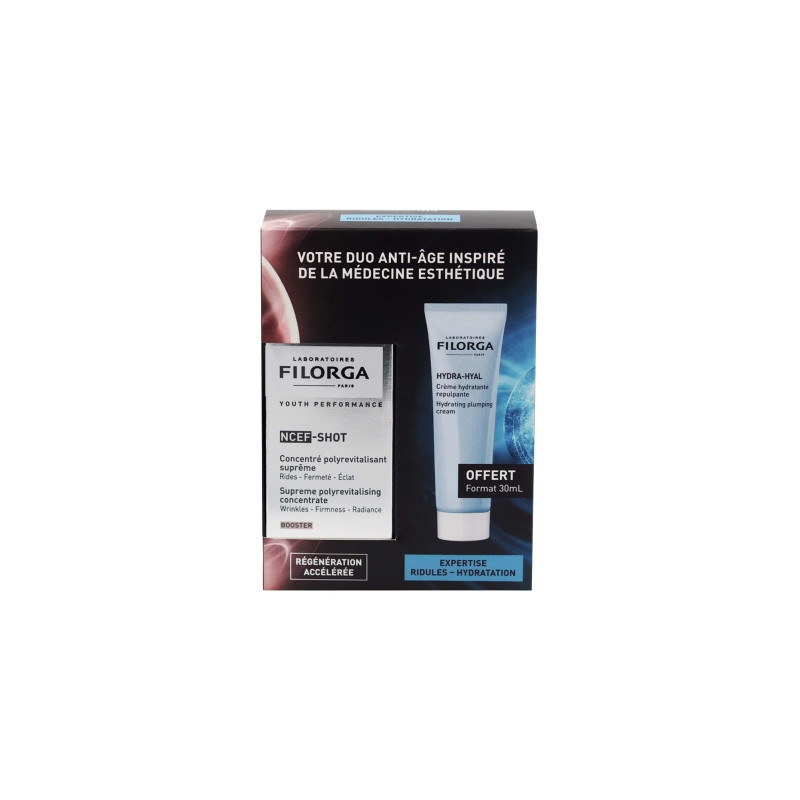 Filorga NCEF - SHOT concentré polyrevitalisant suprême 15 ml + HYDRA-HYAL crème hydratante repulpante 30 ml offerte Filorga NCEF - SHOT concentré polyrevitalisant suprême 15 ml + HYDRA-HYAL crème hydratante repulpante 30 ml offerte