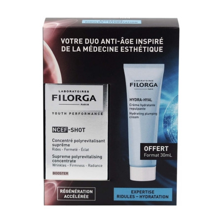 Filorga NCEF - SHOT concentré polyrevitalisant suprême 15 ml + HYDRA-HYAL crème hydratante repulpante 30 ml offerte