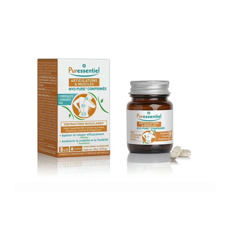 Puressentiel articulations et muscles myo pure contractions musculaires 20 comprimés Puressentiel articulations et muscles myo pure contractions musculaires 20 comprimés