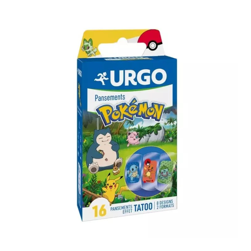Urgo Pansements prédécoupés Pokémon effet Tatoo - 16 pansements