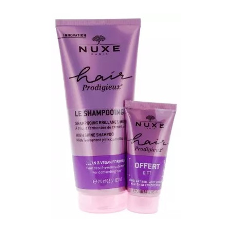 Nuxe Hair Prodigieux Le Shampoing Brillance Miroir 200 ml + Le Démêlant 30 ml Offert
