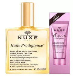 Nuxe Huile Prodigieuse 100 ml + Hair Prodigieux Le Shampoing Brillance Miroir 30 ml Offert