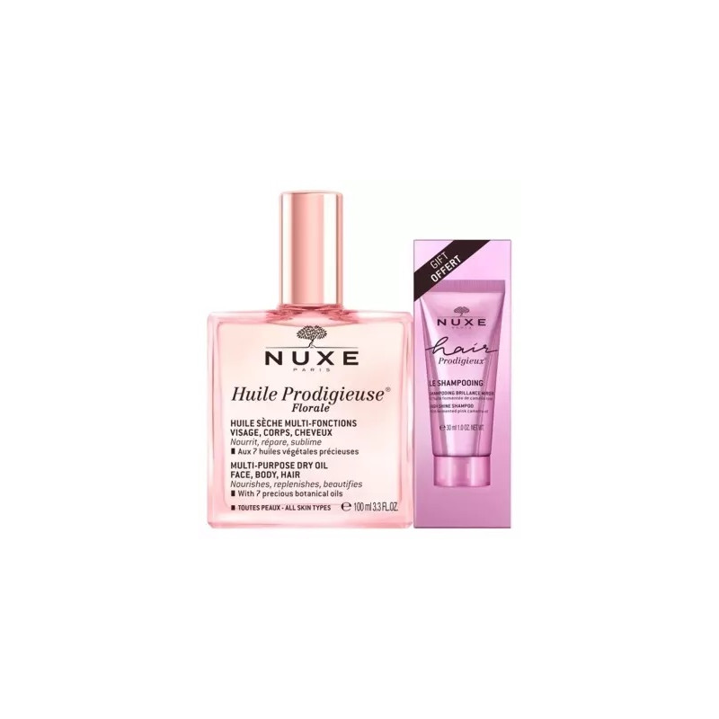 Huile Prodigieuse Florale 100 ml + Hair Prodigieux Le Shampoing Brillance Miroir 30 ml Offert Huile Prodigieuse Florale 100 ml + Hair Prodigieux Le Shampoing Brillance Miroir 30 ml Offert