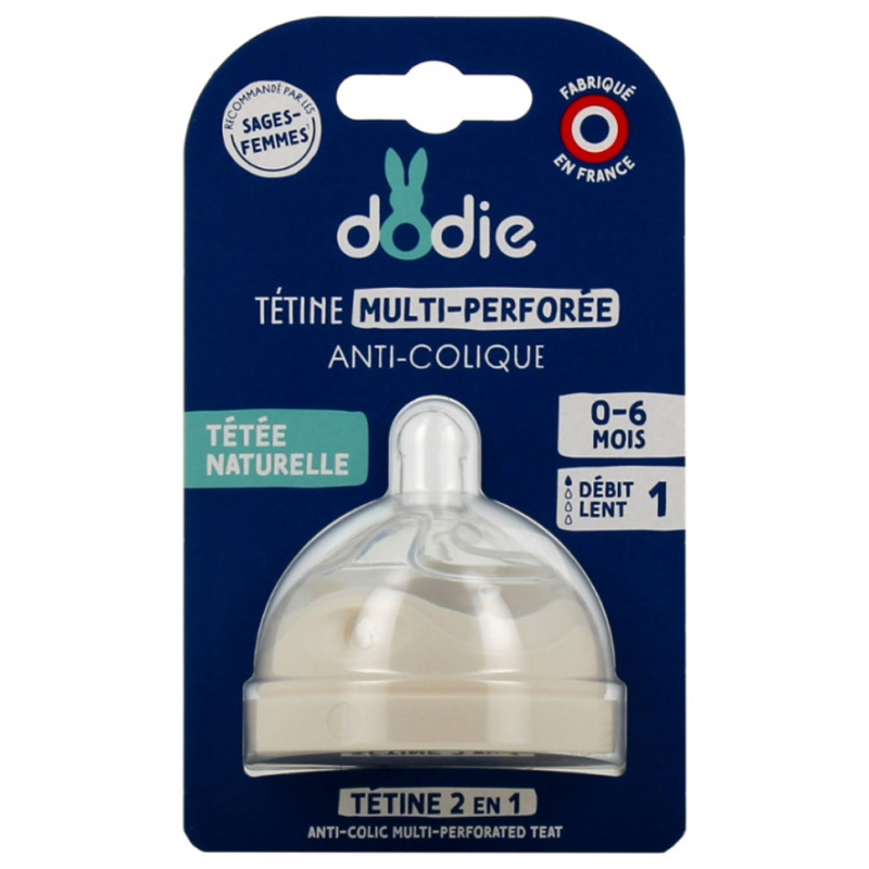Dodie Tétine Multi-Perforée Anti-Colique Débit Lent 0-6 Mois Dodie Tétine Multi-Perforée Anti-Colique Débit Lent 0-6 Mois