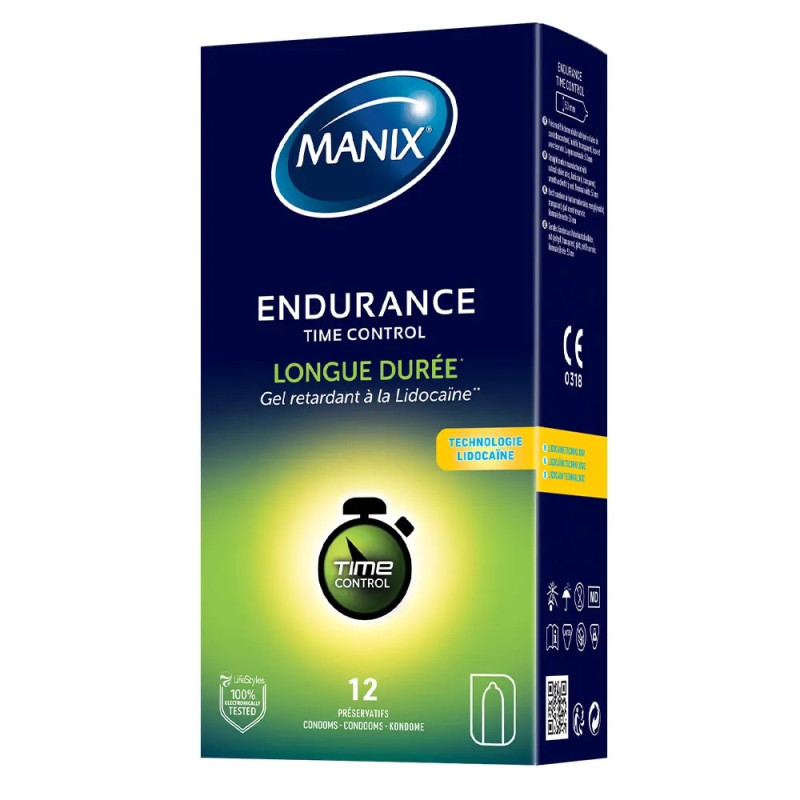 Manix Endurance Préservatifs Lubrifiés Longue Durée Time Control x12 Manix Endurance Préservatifs Lubrifiés Longue Durée Time Control x12