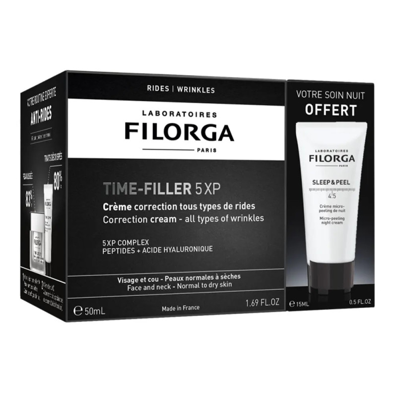 Filorga Time-Filler Duo Time-Filler 5XP Crème + Sleep&Peel 4.5 Peaux Normales à Sèches Filorga Time-Filler Duo Time-Filler 5XP Crème + Sleep&Peel 4.5 Peaux Normales à Sèches