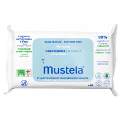 Mustela Lingettes Nettoyantes Compostables Sans Parfum 60 Lingettes