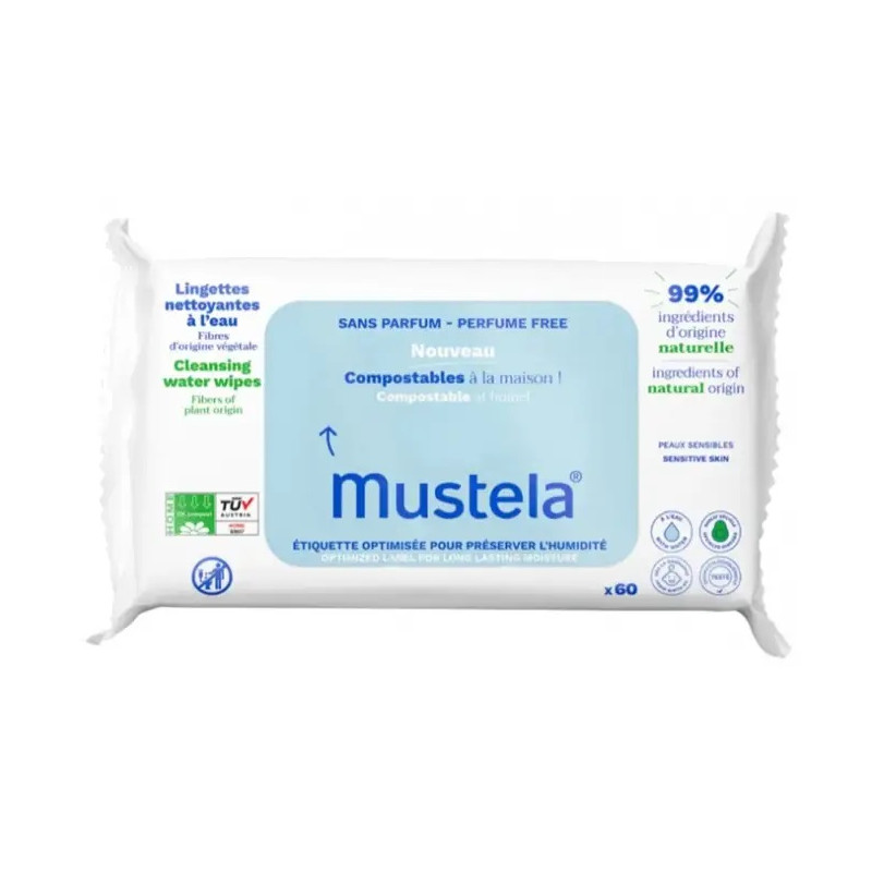 Mustela Lingettes Nettoyantes Compostables Sans Parfum 60 Lingettes