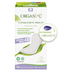ORGANYC Protège-Slips en Coton Bio - Flux Léger, 48 Unités